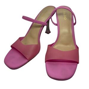 Pink Aldo heels with ankle strap.